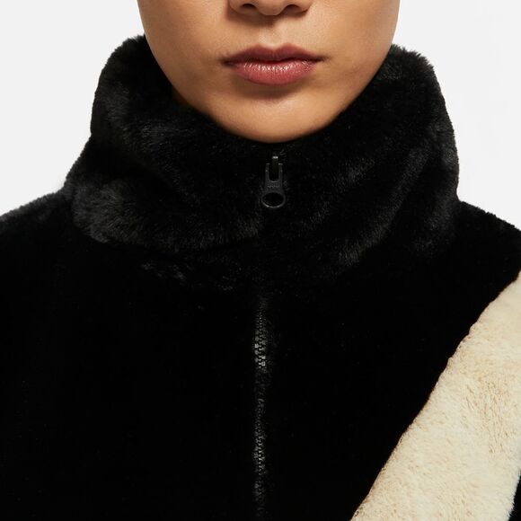 Nike Sportswear Plush Faux Fur Teddy Sherpa Jacket Black/White Small - Picture 5 of 7